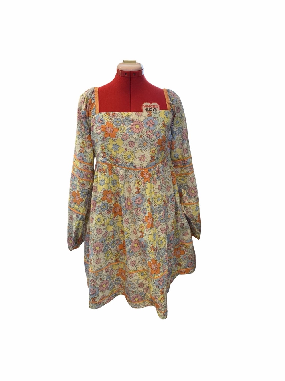 Pastel Floral Smocked Mini Dress with Square Neck